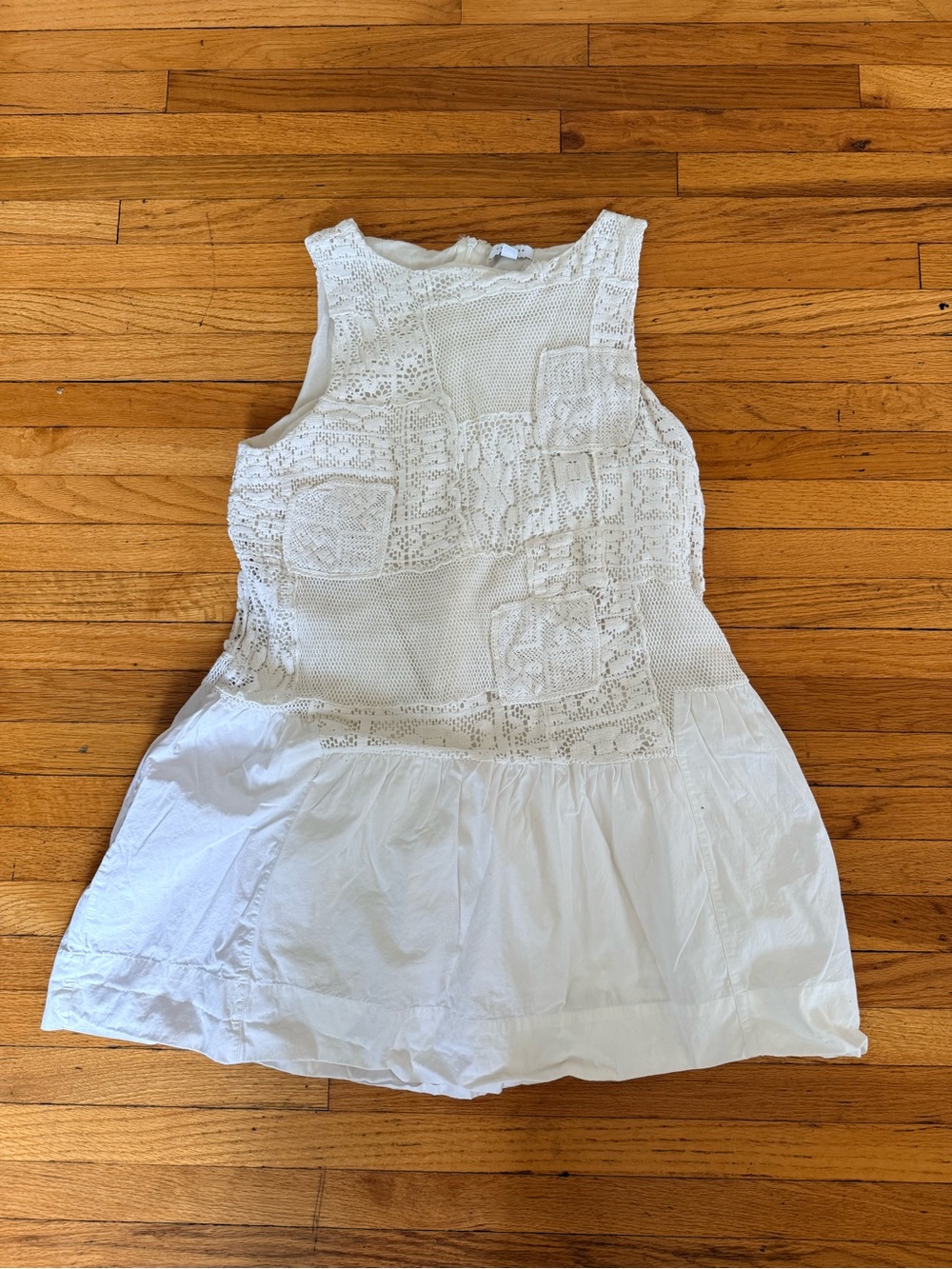 Topshop crochet drop waist cotton white dress